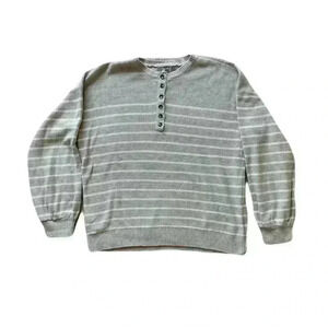 Womens Marled Grey and White Striped Long Sleeve Sweater Casual Size Extra Large